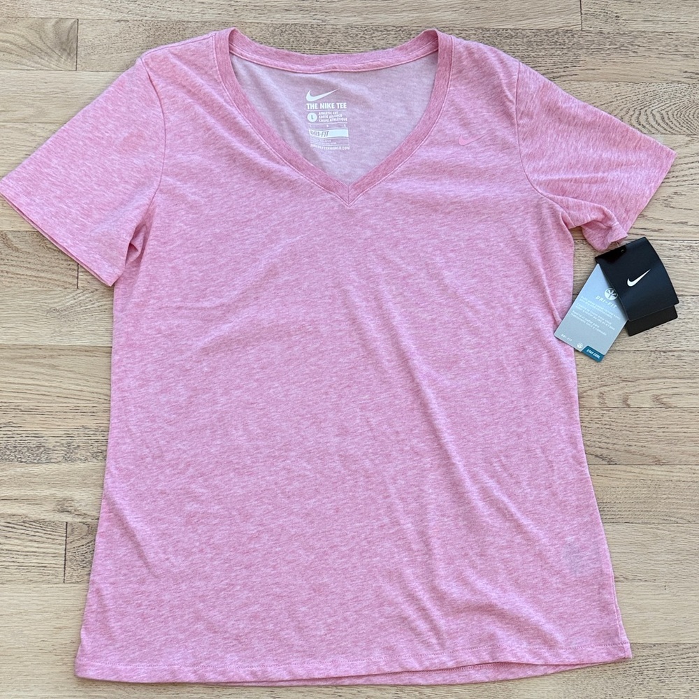 Nike Women's Dri Fit Heathered Pink Short Sleeve Tee